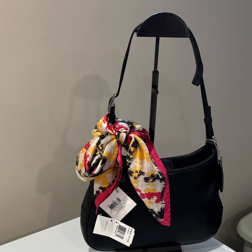 COACH Black Leather Mini Shoulder HandBag, NWOT and Silk Scarf Bundle, NWT